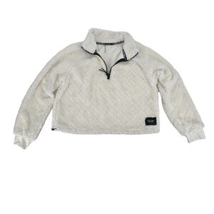 Calvin Klein Performance White Sherpa 3/4 Zip Pullover Sweatshirt Size XL Womens